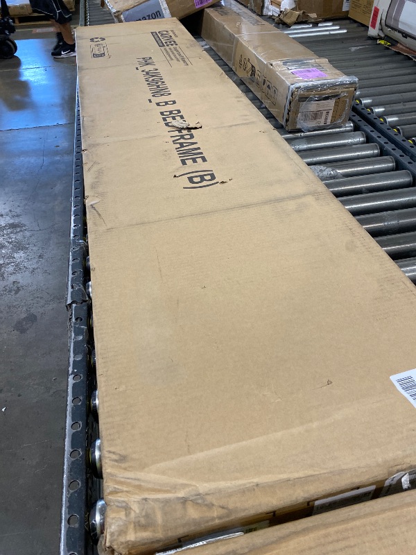 Photo 1 of Garvee King Size Bed Frame with Shelf Headboard and Charging Station, Industrial Upholstered Platform Bed with Outlets, Heavy Duty Metal Slats Support, No Box Spring Needed, Easy Assembly