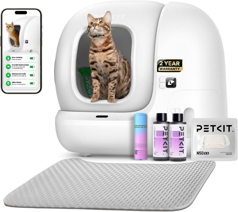 Photo 1 of *USED*************PETKIT 2025 Upgraded Automatic Cat Litter Box 2-Way Odor Remover & 20 Trash Bags,App Control Smart Robot with Anti-Scratch Inner Mat, Self-Cleaning Cat Litter Box True Integration & Structure Safety