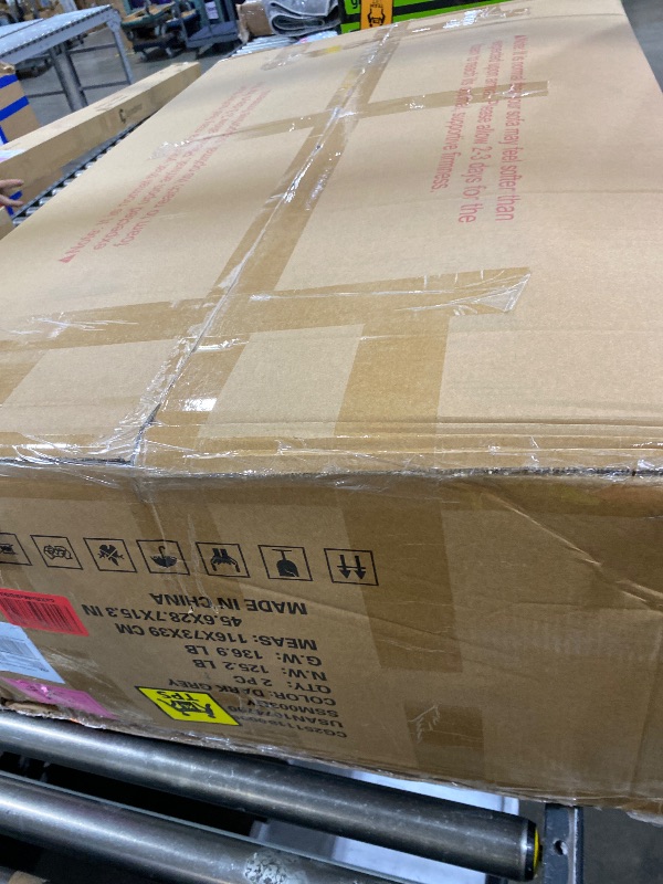 Photo 1 of CAMMOO 108” Cloud Sectional Couch in One Box, Compressed Modular Sectional Sofa with Deep Seat, Corduroy Boneless Couches, L-Shaped Sofa for Living Room, 4 Storage Pockets(Left Facing Chaise, Grey)