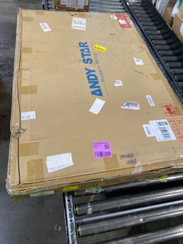 Photo 1 of ANDY STAR 30"x48" Gold Bathroom Mirror, Large Scalloped Wall Mirror, Brushed Brass Mirror in Anti-Rust Stainless Steel Metal, Unique Scalloped Edge Design Decorative for Bathroom, Powder Room