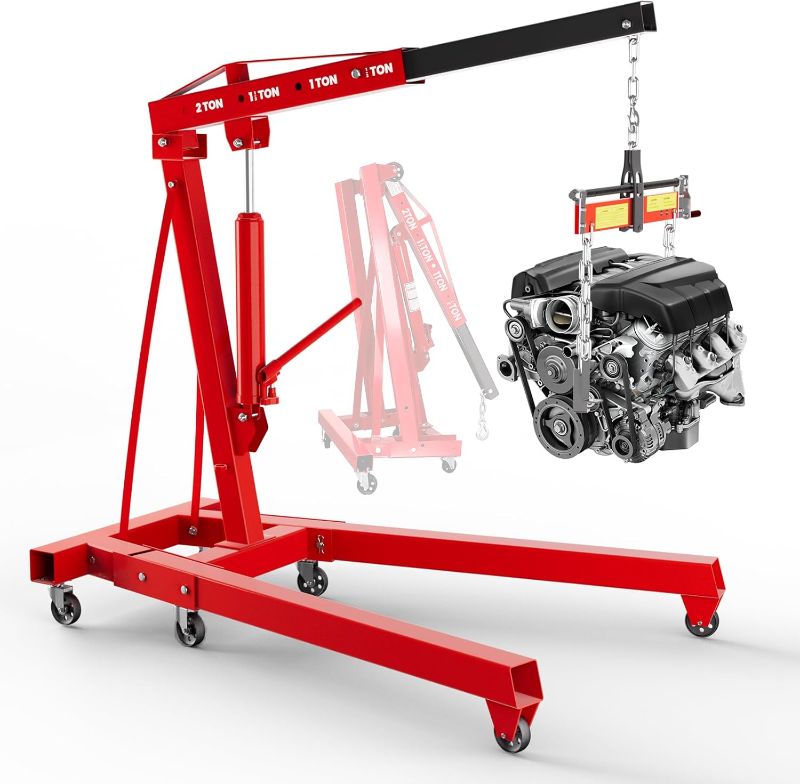 Photo 1 of Engine Hoist with Leveler, 3 Ton Heavy Duty Alloy Steel Folding Cherry Picker Engine Hoist