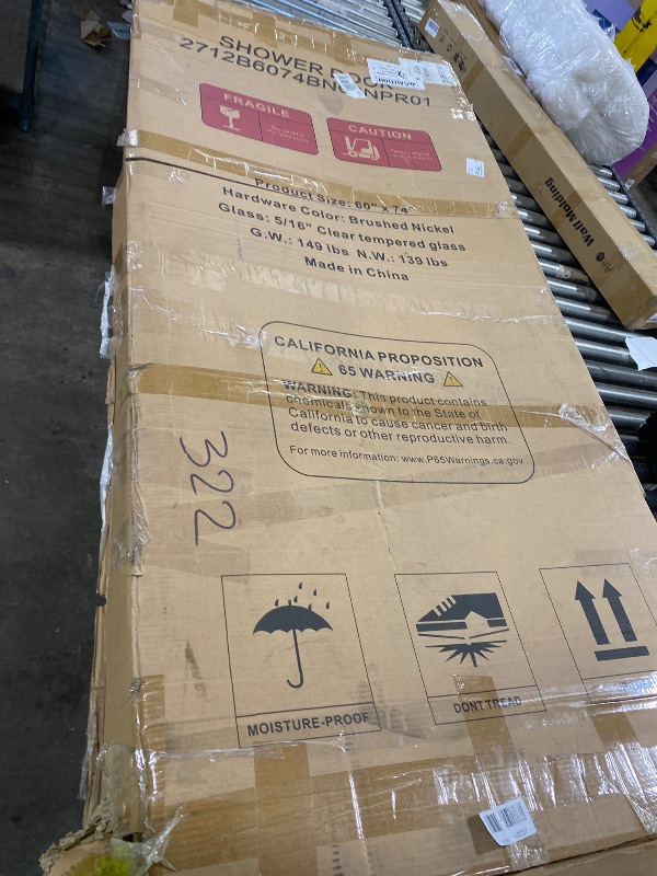 Photo 1 of ACE DECOR 56-60" W x 74" H Frameless Shower Door, Double Sliding Shower Door with 5/16" (8mm) Clear SGCC Tempered Glass, Brushed Nickel Finish Shower Doors, Reversible Installation