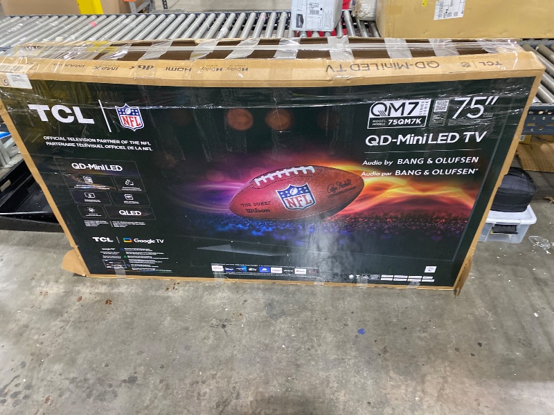 Photo 1 of FOR PARTS ONLY - TCL 75 Inch Class QM7K Series | Mini LED QLED 4K HDR | 75QM7K, 2025 Model | 120HZ-144HZ Anti Reflective Screen Smart Google TV Dolby Atmos Onkyo Audio | Voice Remote Alexa Gaming Streaming Television