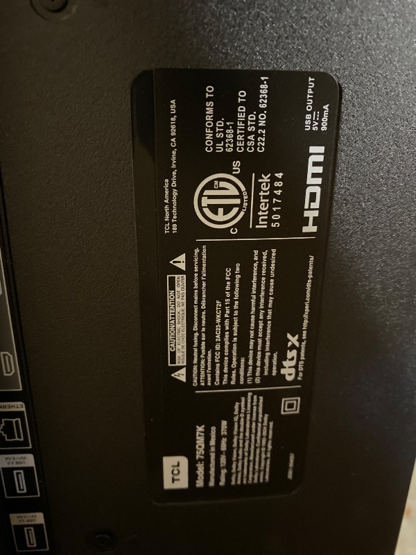 Photo 1 of FOR PARTS ONLY - TCL 75 Inch Class QM7K Series | Mini LED QLED 4K HDR | 75QM7K, 2025 Model | 120HZ-144HZ Anti Reflective Screen Smart Google TV Dolby Atmos Onkyo Audio | Voice Remote Alexa Gaming Streaming Television