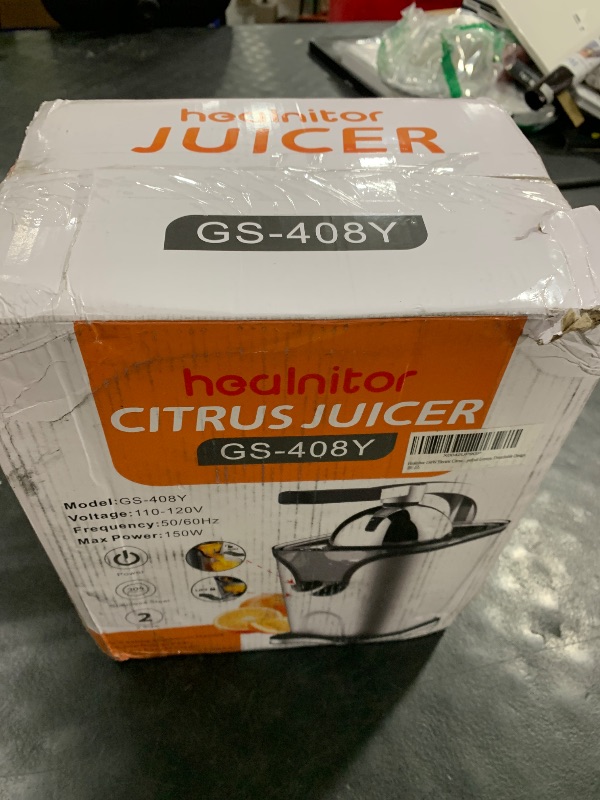 Photo 1 of Healnitor 150W Electric Citrus Juicer Squeezer with 2 Cones, Stainless Steel Quiet Orange Juice Extractor Machines for Lime Grapefruit Lemon, Detachable Design