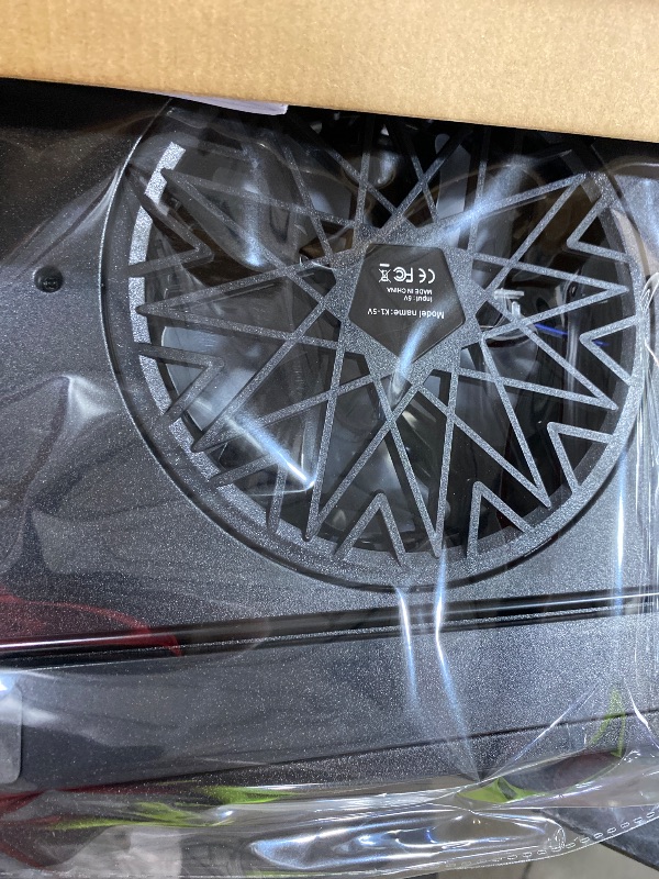 Photo 1 of llano V12 Ultra Laptop Cooling Pad with Smart Software Control, RGB Gaming Laptop Fan Cooler Stand, 5.5" Turbo Fan, Adjustable Speed, 3-Port USB 3.0 Hub, 3 Height Stands, for 15.6"-19" Laptops, Black