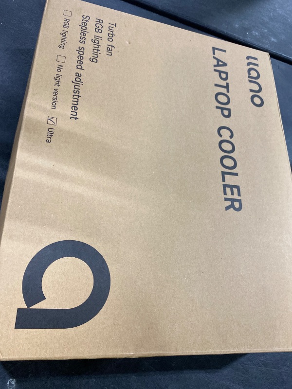 Photo 1 of llano V12 Ultra Laptop Cooling Pad with Smart Software Control, RGB Gaming Laptop Fan Cooler Stand, 5.5" Turbo Fan, Adjustable Speed, 3-Port USB 3.0 Hub, 3 Height Stands, for 15.6"-19" Laptops, Black