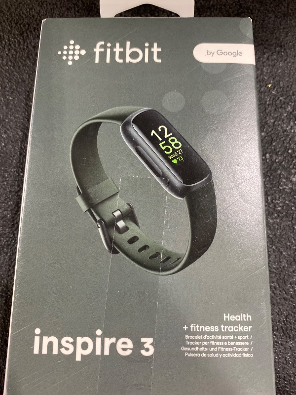 Photo 1 of Fitbit Inspire 3 Health &-Fitness-Tracker with Stress Management, Workout Intensity, Sleep Tracking, 24/7 Heart Rate and more, Midnight Zen/Black One Size (S & L Bands Included)