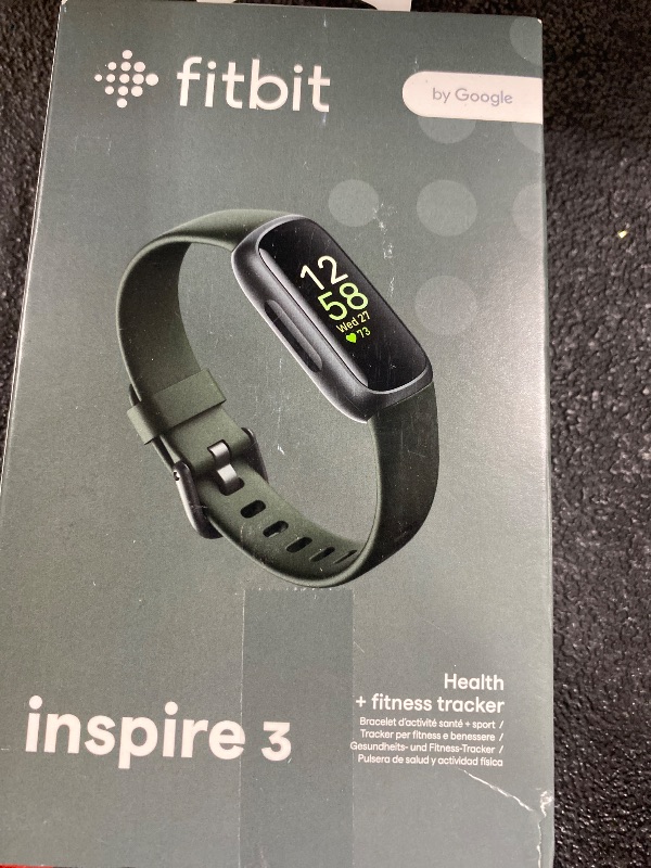 Photo 1 of Fitbit Inspire 3 Health &-Fitness-Tracker with Stress Management, Workout Intensity, Sleep Tracking, 24/7 Heart Rate and more, Midnight Zen/Black One Size (S & L Bands Included)
