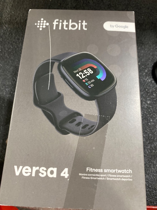 Photo 1 of Fitbit Versa 4 Fitness Smartwatch with Daily Readiness, GPS, 24/7 Heart Rate, 40+ Exercise Modes, Sleep Tracking and more, Black/Graphite, One Size (S & L Bands Included)