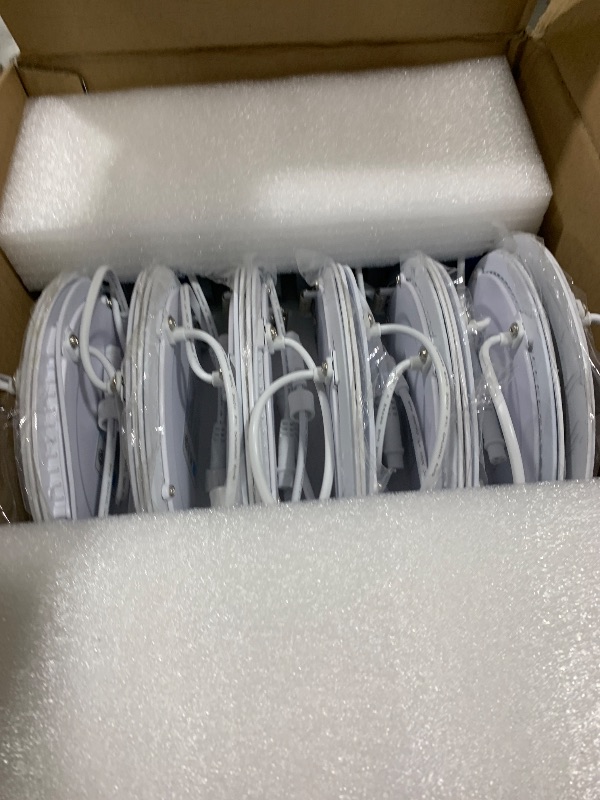 Photo 1 of Ensenior 12 Pack 6 Inch LED Recessed Light, Dimmable, 3000K-5000K 3CCT, 1200LM High Brightness, 12W 120V, 3 Pin, ERL-12X-ETL, Damp Rated, Ultra-Thin Canless Wafer Ceiling Light - ETL & FCC & IC