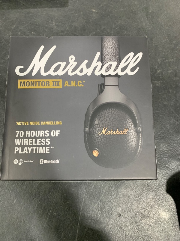 Photo 1 of Marshall Monitor III A.N.C. Over-Ear Bluetooth Headphones - Active Noise Cancelling with Microphone | 100+ Hrs Wireless Playtime | Lightweight, Foldable Design for Travel - Black