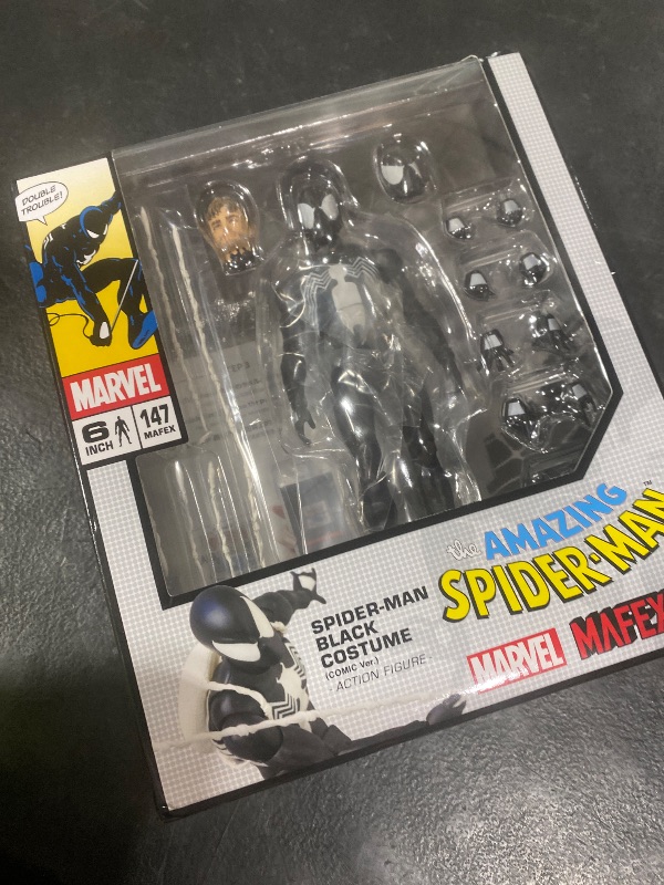 Photo 1 of MAFEX No.168 Spider-Man Black Costume Comic Ver. Total Height Approx. 6.1 inches (155 mm), Painted Action Figure