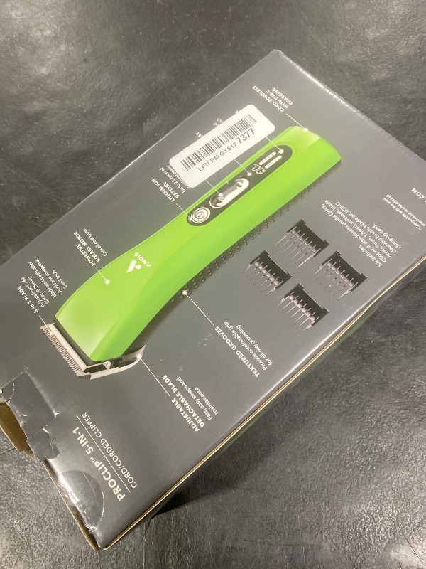 Photo 1 of Andis 563231 ProClip 5-in-1 Adjustable Blade Cord/Cordless Pet Hair Clipper, 5 Blade Settings, 5 Speeds, Feather Light, Digital Display Screen, GreenLPNPMGX8177377
