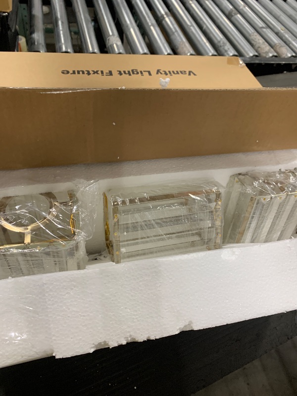 Photo 1 of Torondo Modern Crystal 3-Light Vanity Lights for Bathroom Gold Bathroom Lights Over Mirror Black and Gold Vanity Lighting Fixtures Square Shade Brass Wall Sconce (Bulbs Not Include)