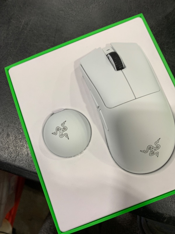 Photo 1 of Razer DeathAdder V4 Pro Wireless Gaming Mouse: 57g Lightweight - HyperSpeed Wireless Gen-2 - Optical Scroll Wheel - Optical Switches Gen-4 - Focus Pro 45K Sensor Gen-2 - Up to 150 Hr Battery - White