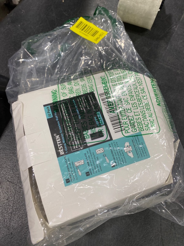 Photo 1 of [20 Pack] BESTTEN 1 Gang Mid-Size Screwless Outlet Cover, Midway Decorative Wall Plate, USWP6 Gloss Snow White, Midsize H4.88" x W3.11"