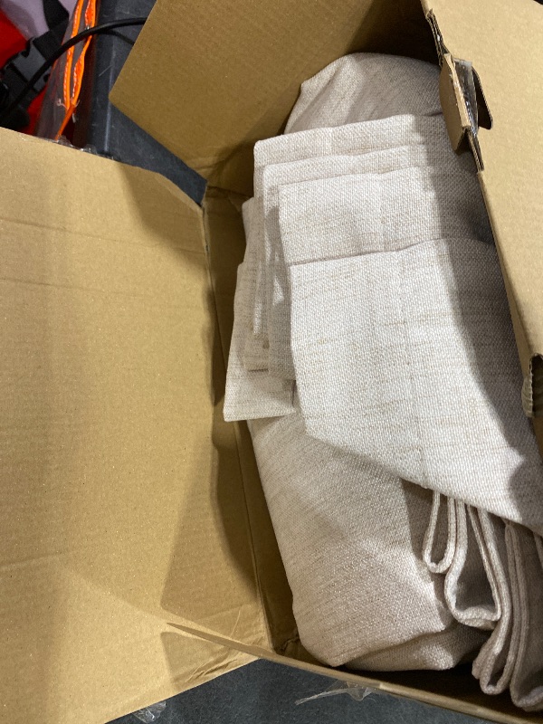 Photo 1 of MIULEE Pinch Pleated Thick Linen Curtains 102 Inch Long 4 Panels Set Back Tab Memory Trained Pinch Pleat Semi Sheer Light Filtering Privacy Curtains Let Light in Window Drapes for Living Room Bedroom