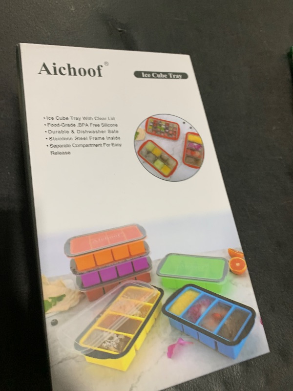 Photo 1 of 1&1/2-Cup Extra Large Freezing Tray with Silicone Lid, Food Freezer Container Molds for soup,broth,sauce or butter, soup saver, silicone Ice Cube Trays for 1.5 cup ice cubes(2 PACK, Light Green)