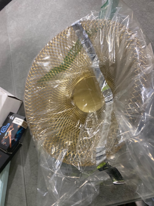 Photo 1 of **MINOR DENT** IBWell Metal Wire Woven Fruit Storage Bowl Basket for Kitchen, Large Black Mesh Fruit Stand, for Apple, Pineapple, Banana, Orange, Lemon, Pear, Strawberry, Watermelon (Gold, Small)