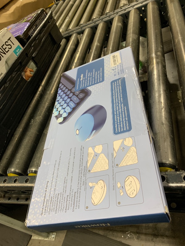 Photo 1 of Nowlike Wireless Keyboard and Mouse Combo, Retro Typewriter Keyboard with Round Keycaps, Full-Size Ergonomic, Blue, Ideal for Windows PC, Home, Office, and College, Wireless Keyboard Mouse Combo