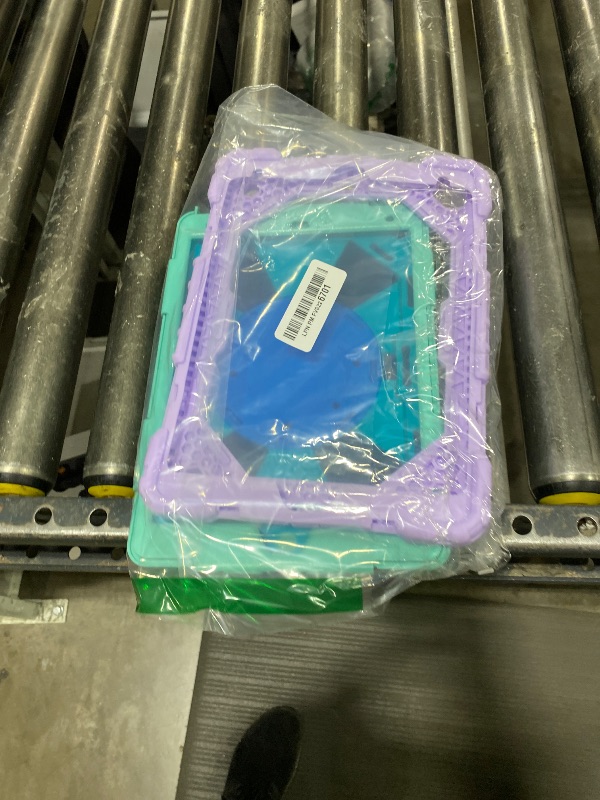 Photo 1 of Scnioy Case for iPad 9th 8th 7th Generation iPad 10.2 Inch 9th Gen Tablet Cover with Screen Protector Pen Holder 360° Rotating Stand, Purple Green