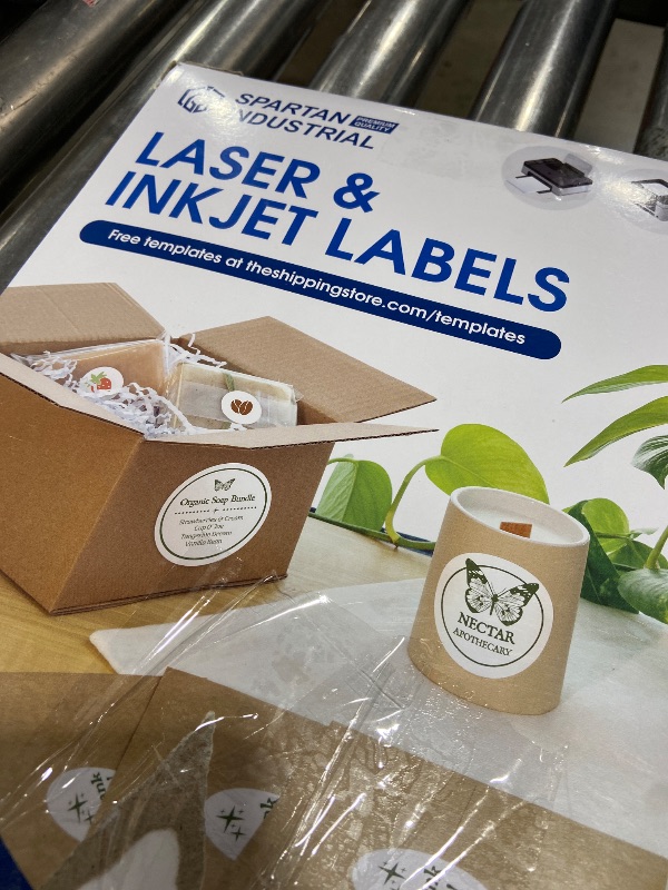 Photo 1 of 1.5" Printable Round Labels for Laser and Inkjet Printers - 3000 Blank Labels, 100 Sheets for Thank You Stickers, Price Tags, QR Codes, Business Logos - Spartan Industrial Template C003