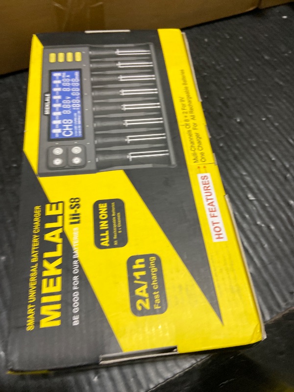 Photo 1 of 18650 Battery Charger, MIEKLALE 8+2 Bays Smart Universal Battery Charger with LCD Display for Rechargeable Batteries Li-ion LiFePO4 RCR123 16340 26650 10440 14500 & 9V, NiMH NiCd AAA AA(8+2Slots)