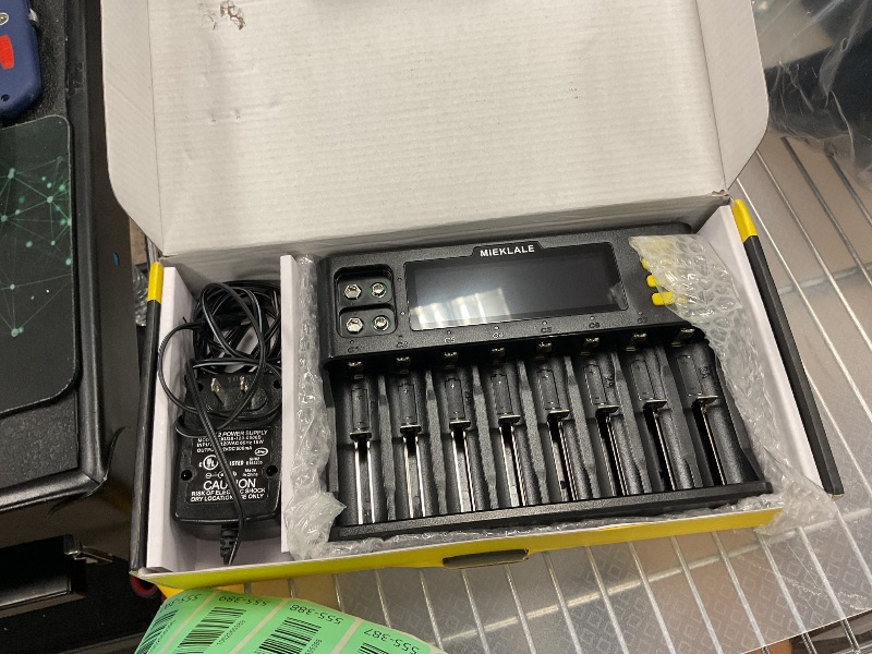 Photo 1 of 18650 Battery Charger, MIEKLALE 8+2 Bays Smart Universal Battery Charger with LCD Display for Rechargeable Batteries Li-ion LiFePO4 RCR123 16340 26650 10440 14500 & 9V, NiMH NiCd AAA AA(8+2Slots)