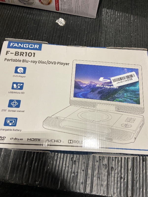 Photo 1 of NON-FUNCTIONAL, PARTS ONLY-------------FANGOR 12.5" Portable Blu-ray Player with 10.5" 1080P Full HD Swivel Screen, Blu-ray DVD Player with HDMI Out & AV in, 4-5 Hours Rechargeable Battery, Support USB/Micro SD Card