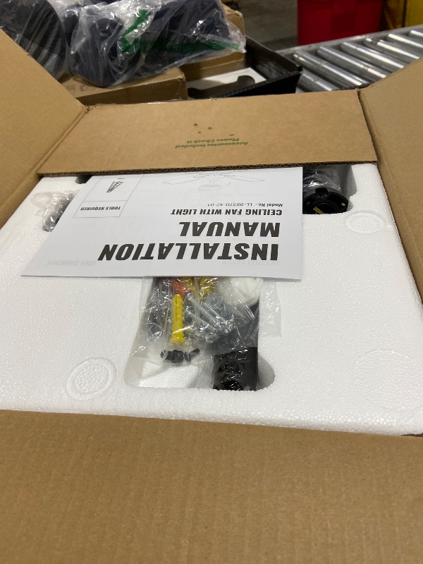 Photo 1 of Nuoqiso 42 Inch Ceiling Fans with Lights and Remote Control, Farmhouse Ceiling Fan with LED Lighting for Bedroom Living Room and Patio, Black Caged Ceiling Fan for Indoor and Outdoor(NO Bulbs)