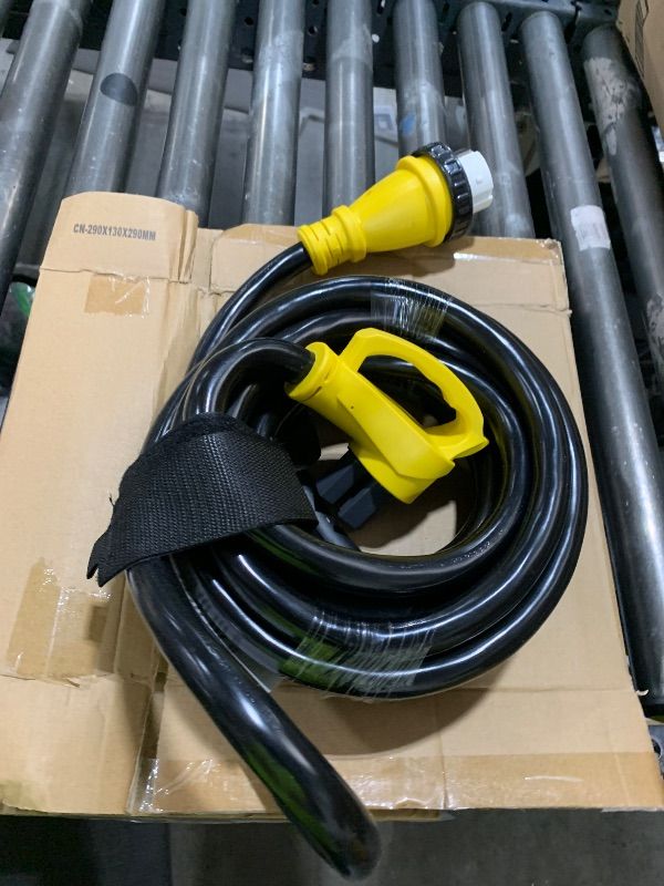 Photo 1 of PlugSaf 50 Amp Generator Cord, 25FT 50 Amp RV Extension Cord with Twist Lock, Generator Cable 50A 4 Prong Yellow, NEMA 14-50P/SS2-50R Heavy Duty STW Wire for RV Camper & House