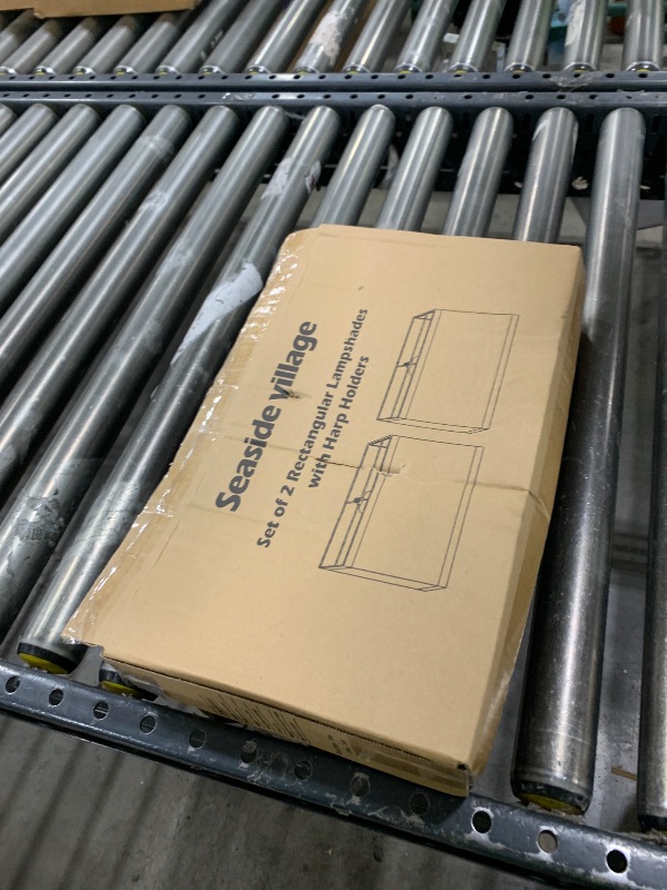 Photo 1 of Rustic Rectangle Lamp Shades Set of 2, Large Faux Leather Lampshades for Table Lamps, 16"L x 8"W x 10"H, Lamp Shades Replacement for Floor Lamps, Spider, Harp Holders Included, Easy Assembly Required