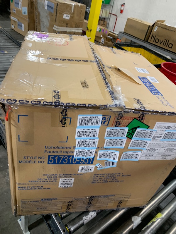 Photo 1 of Delta Children Blair Slim Nursery Glider Swivel Rocker Chair, Charcoal