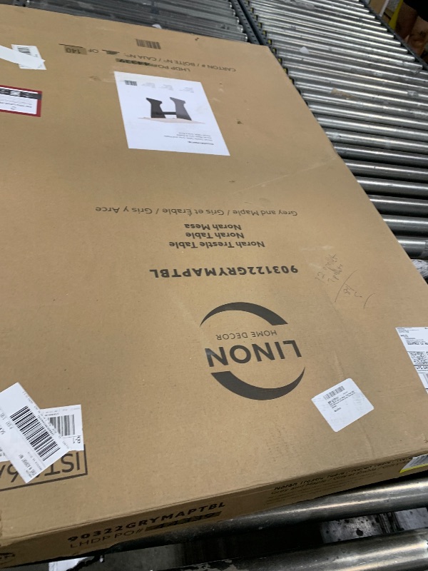 Photo 1 of Linon Harris Grey and Maple Three Piece Solid Pine Dining Set Includes Dining Table and Two Benches