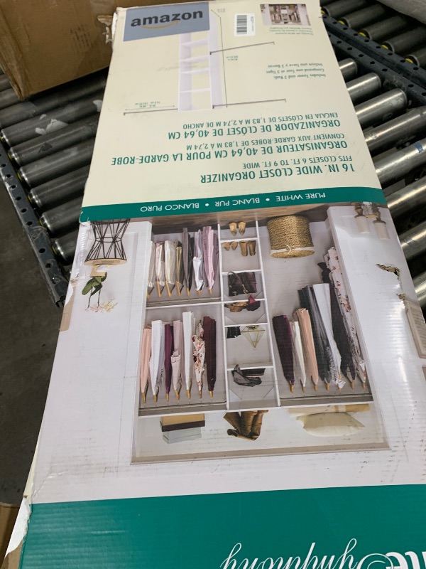 Photo 1 of ClosetMaid SuiteSymphony Small Closet Organizer Starter Kit with Tower and 3 Hang Rods, Shelves, Adjustable, Customizable Wardrobe Organizer System, Reach-In or Walk-In Closets, Pure White