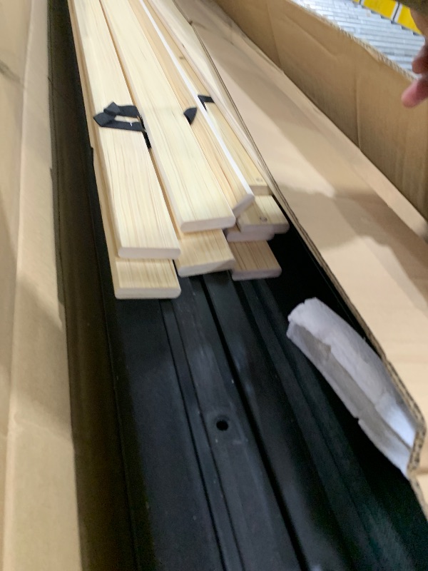 Photo 1 of Ball & Cast Full Size Upholstered Platform Bed with Twin Size Trundle & USB Port,Linen Tufted Bed Frame W/Remote Control LED Light & Stripe Headboard,Wood Slats Support for Bedroom,Apartment Gray