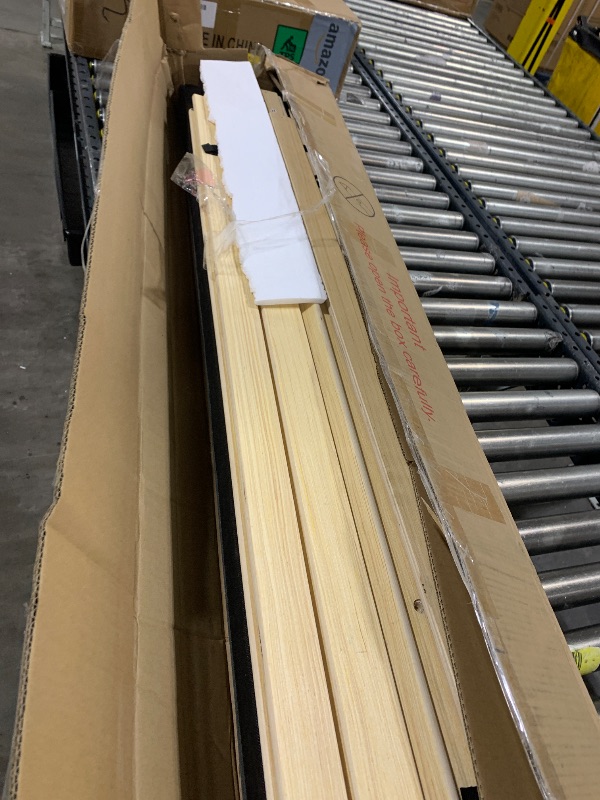 Photo 1 of Ball & Cast Full Size Upholstered Platform Bed with Twin Size Trundle & USB Port,Linen Tufted Bed Frame W/Remote Control LED Light & Stripe Headboard,Wood Slats Support for Bedroom,Apartment Gray