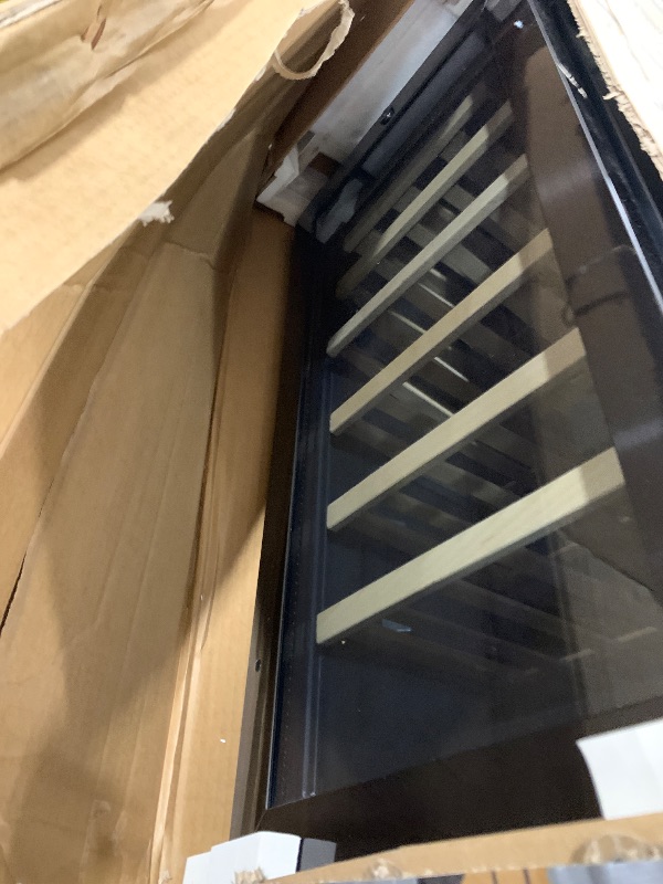 Photo 1 of 15 Inch Under Counter Wine Fridge, 29 Bottles Wine Cooler Refrigerator with Double-Layer Glass Door, Small Wine Fridge for Built-In or Freestanding with Removable Shelves, for Home, Office (Black)