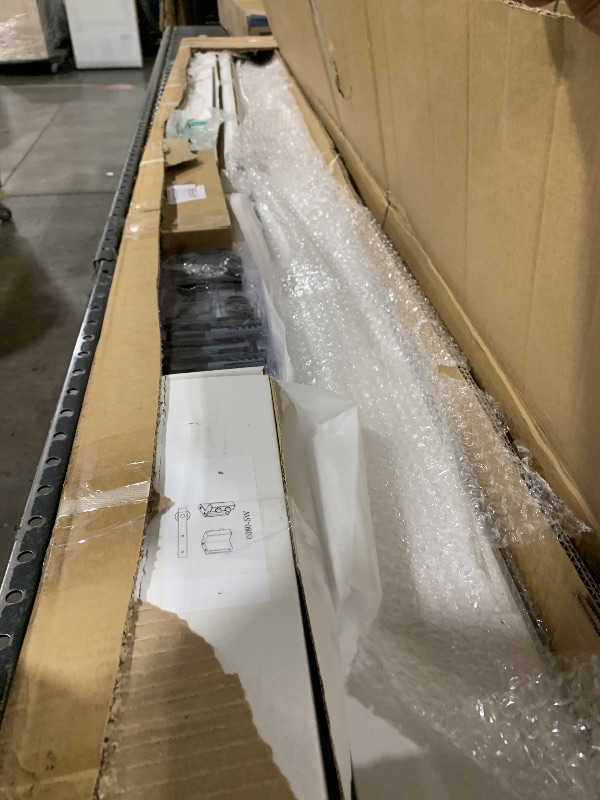View 2 of SmartStandard 48in x 84in Sliding Barn Door with 8FT Barn Door Hardware Track Kit & Handle, Waterproof PVC Surface, Pre-Drilled Holes Easy to Assemble, White, Solid, MDF, 3 Panel