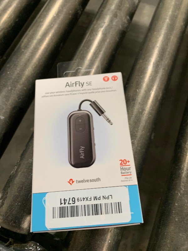 Photo 1 of Twelve South AirFly SE, Bluetooth Wireless Audio Transmitter for AirPods/Wireless or Noise-Cancelling Headphones; Use with Any 3.5 mm Audio Jack on Airplanes, Gym Equipment or iPad/Tablets (Black)