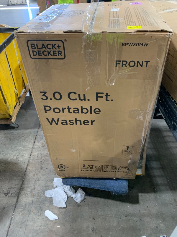 Photo 1 of BLACK+DECKER 3.0 Cu. Ft. Portable Washer, 26.5 lb. Capacity Washing Machine, 6 Cycles, Quick Connect Sink Adapter and Drain Hose Included, Transparent Lid & LED Display, BPW30MW, White