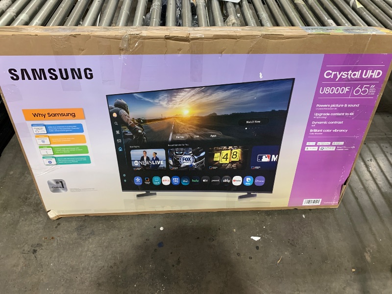 Photo 1 of FOR PARTS ONLY - Samsung 65-Inch Class Crystal UHD U8000F 4K Smart TV (2025 Model) Endless Free Content, Crystal Processor 4K, MetalStream Design, Knox Security, Alexa Built-in