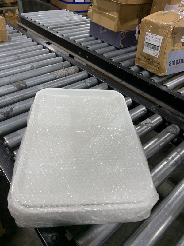 Photo 1 of ZOENHOU 10 Pack 16 x 12 Inch Plastic Fast Food Tray, Rectangular Plastic Cafeteria Trays Food Serving Trays, Large Lunch Tray for Serving Home Restaurant Dinning Room Organization, White