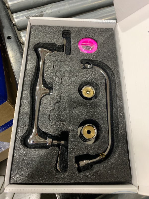 Photo 1 of Commercial Kitchen Faucet Wall Mount with 8 Inch Swivel Spout 8" Center Sink 2-Handle Faucet Mixer Tap Polish Chrome,4353