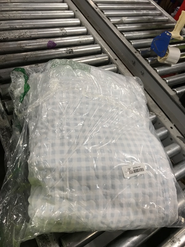 Photo 1 of NSNLGSGC Light Blue Gingham Queen Quilt Set, Soft Pre-Washed Microfiber Blue Plaid Queen Bedspread, Lightweight Checked Summer Quilt, Grid Bedding Coverlets for All Seasons