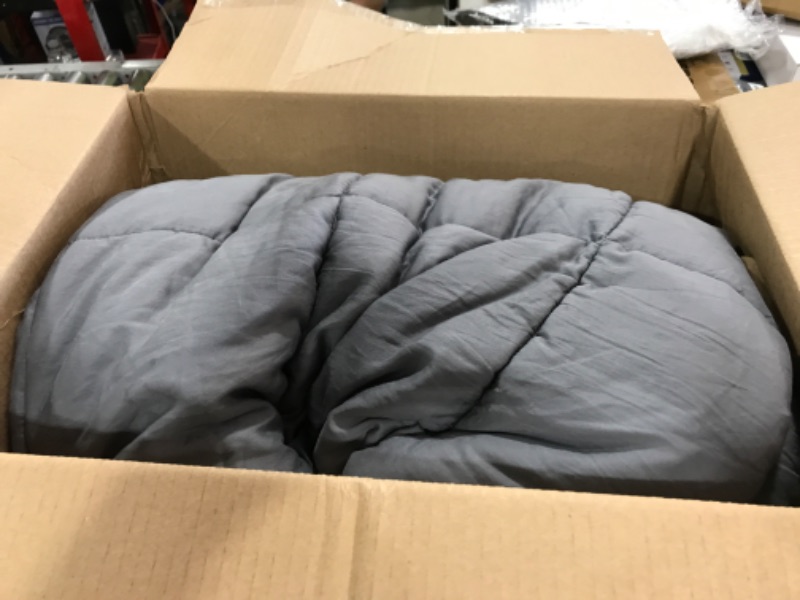 Photo 1 of 100% Viscose Made from Bamboo Comforter for Hot Sleepers, Hypoallergenic Breathable Cooling Duvet Insert, Cloud Soft Silky Marshmallow Puff Feel, All Season King Size (102x90 Inches, Grey)