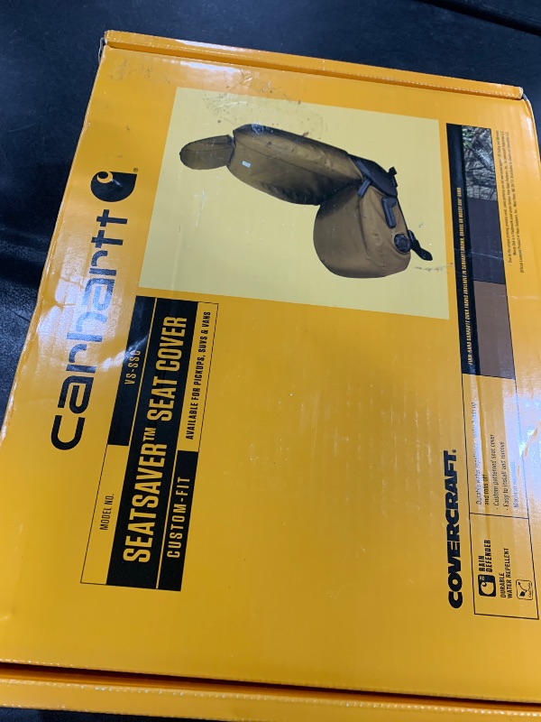 Photo 1 of Covercraft Carhartt SeatSaver Custom Seat Covers | Fits 2014-19 Chevrolet Silverado/GMC Sierra 1500 (Old Body) & 2015-19 2500/3500 Crew Cab | 2nd Row 60/40 Bench Seat, Duck Weave Gravel