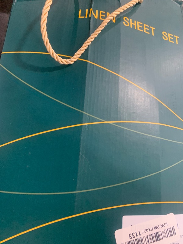 Photo 1 of SONORO KATE 100% French Pure Linen Sheets, Breathable and Durable, 16 Inch Deep Pocket - 4 Piece (Dusty Blue, California King)