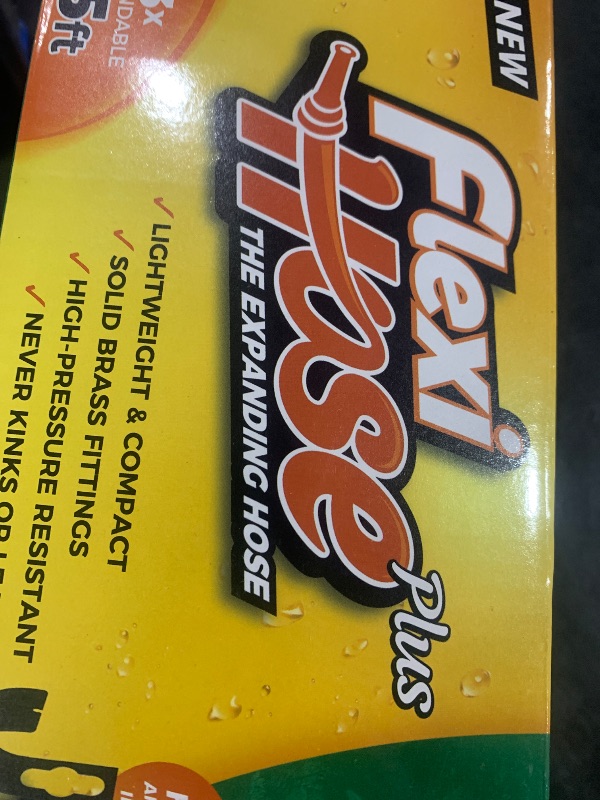 Photo 1 of Flexi Hose PLUS with 8 Function Nozzle Expandable Garden Hose, Lightweight & No-Kink Flexible Garden Hose, 3/4 inch Solid Brass Fittings and Double Latex Core, 75 ft Black